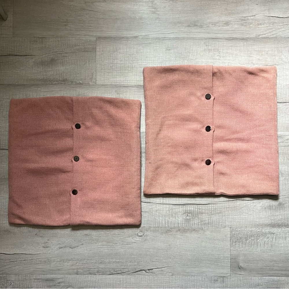 WEST ELM Embroidered Metallic Blocks Pillow Cover Geometric Accent Set PINK - Picture 7 of 14